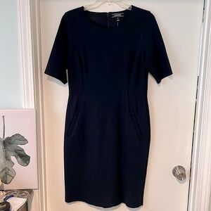 Lands End New Navy Dress Office Essential Ponte Sheath Size 8